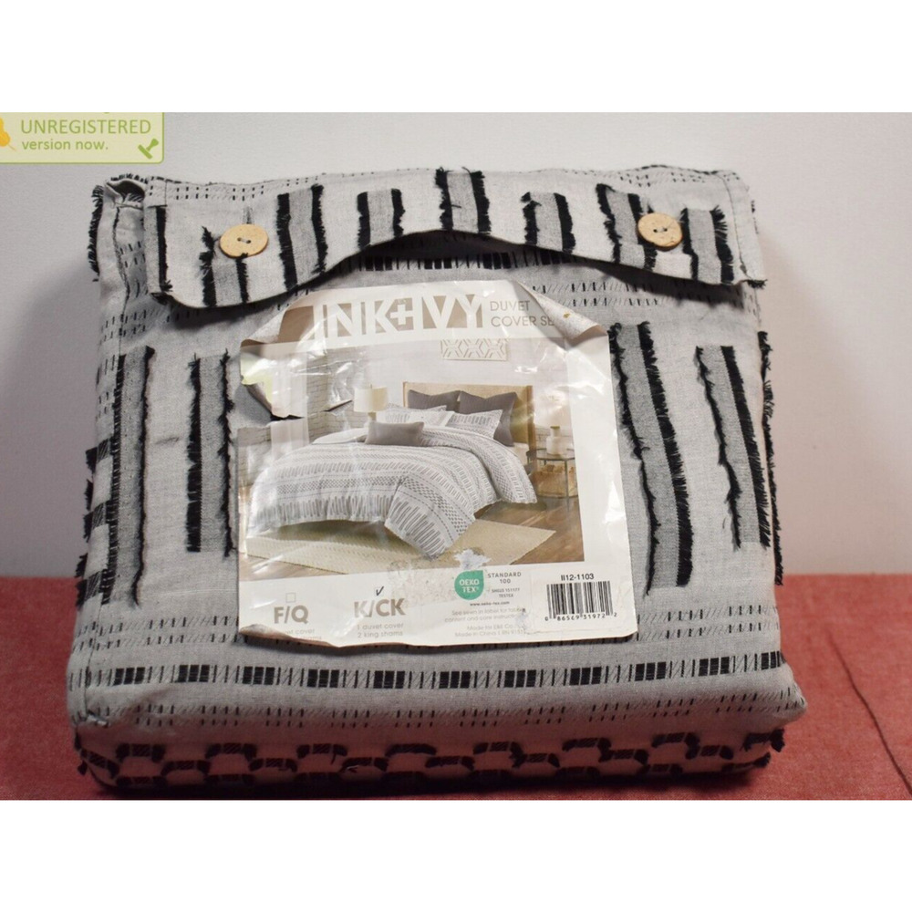 Ink + Ivy Rhea Cotton Jacquard Duvet Cover & Sham 3pc Set King*